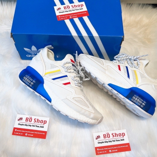 ADIDAS ZX 2K BOOST WHITE BLUE RED