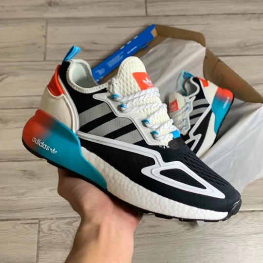 ADIDAS ZX 2K BOOST CORE BLACK ORANGE CYAN