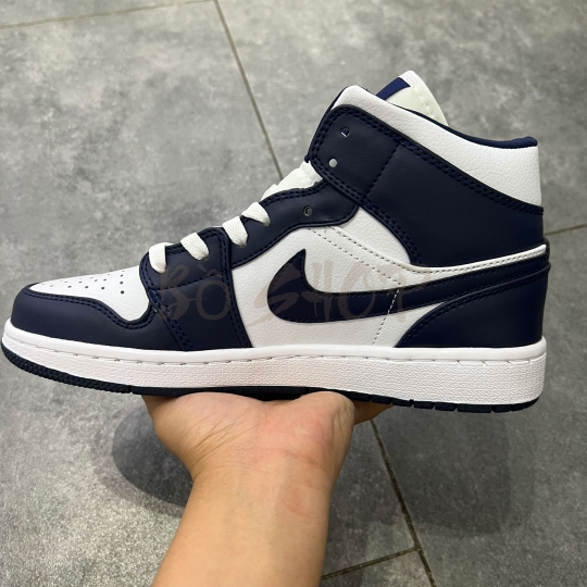 NIKE AIR JORDAN 1 MID WHITE METALLIC GOLD OBSIDIAN