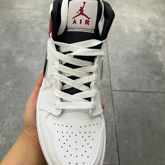 NIKE AIR JORDAN 1 MID WHITE BLACK GYM RED