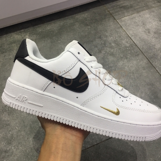 NIKE AIR FORCE 1 WHITE SWOOSH BLACK GOLD