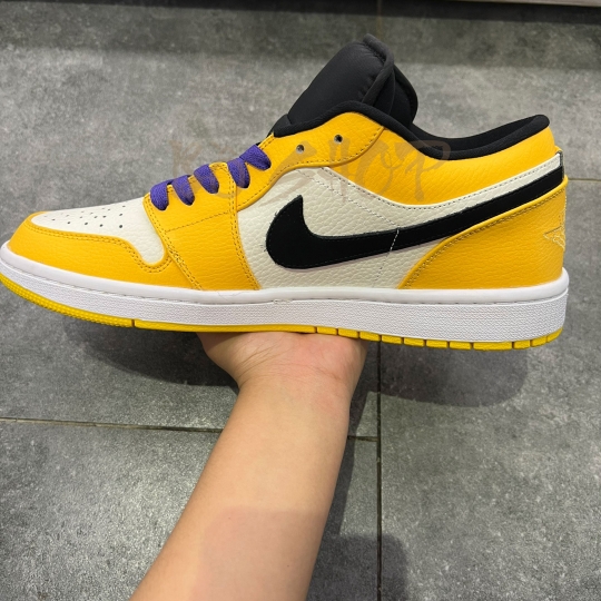 NIKE AIR JORDAN 1 LOW 'LAKERS' YELLOW WHITE BLACK PURPLE