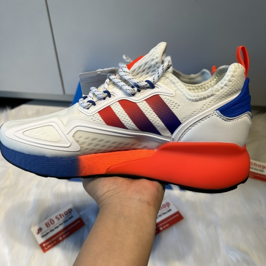 ADIDAS ZX 2K BOOST WHITE SOLAR RED BLUE