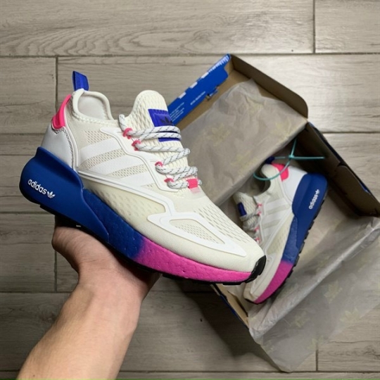 ADIDAS ZX 2K BOOST WHITE CREAM BLUE PINK