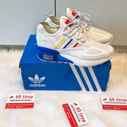 ADIDAS ZX 2K BOOST WHITE BLUE RED