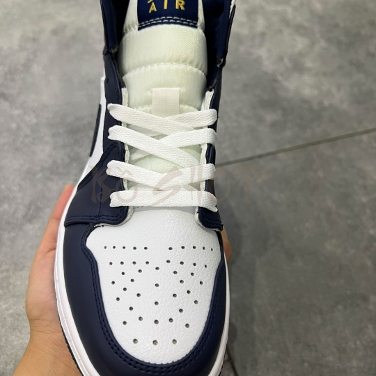 NIKE AIR JORDAN 1 MID WHITE METALLIC GOLD OBSIDIAN