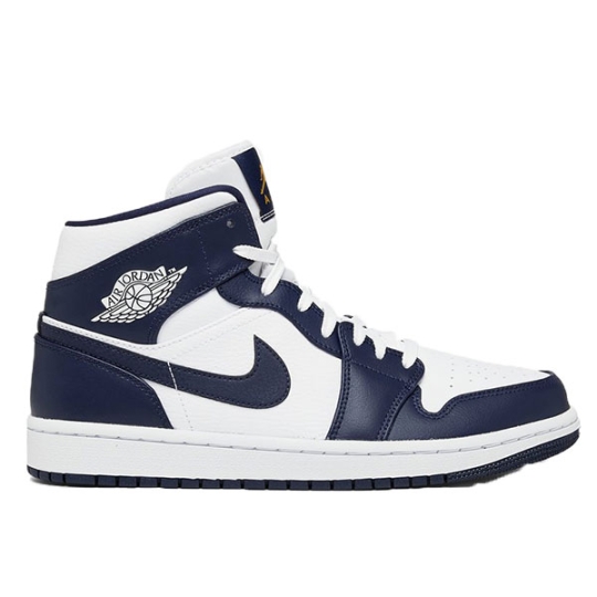 NIKE AIR JORDAN 1 MID WHITE METALLIC GOLD OBSIDIAN