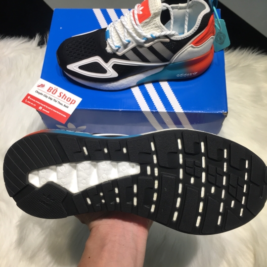 ADIDAS ZX 2K BOOST CORE BLACK ORANGE CYAN