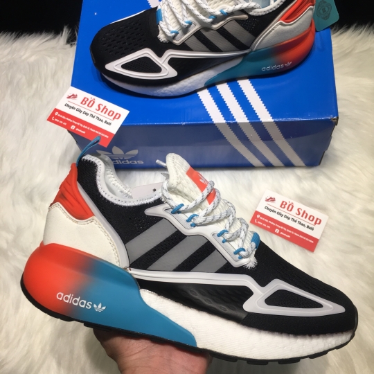 ADIDAS ZX 2K BOOST CORE BLACK ORANGE CYAN