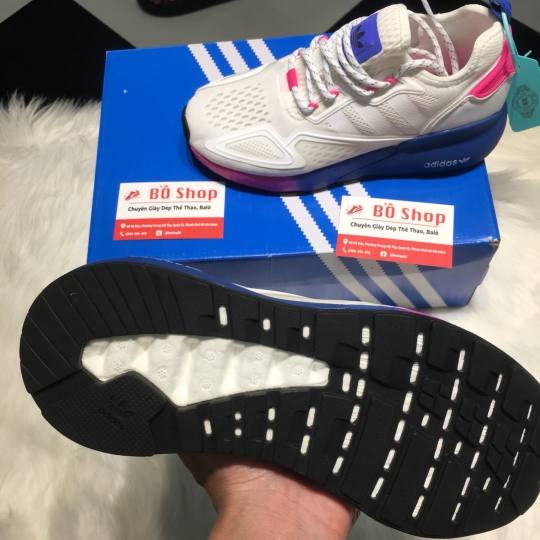 ADIDAS ZX 2K BOOST WHITE CREAM BLUE PINK