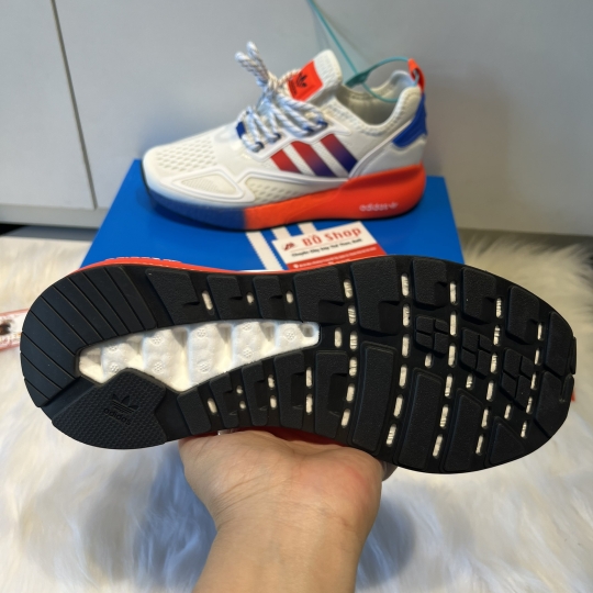 ADIDAS ZX 2K BOOST WHITE SOLAR RED BLUE