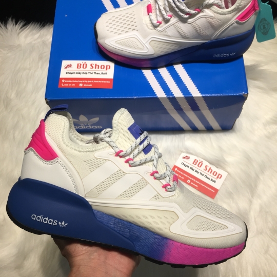 ADIDAS ZX 2K BOOST WHITE CREAM BLUE PINK