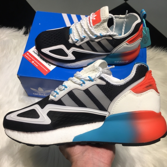 ADIDAS ZX 2K BOOST CORE BLACK ORANGE CYAN