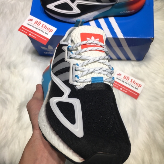 ADIDAS ZX 2K BOOST CORE BLACK ORANGE CYAN