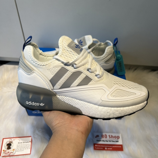 ADIDAS ZX 2K BOOST WHITE CREAM BROWN NAVY
