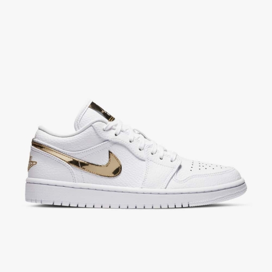 NIKE AIR JORDAN 1 LOW WHITE METALLIC GOLD
